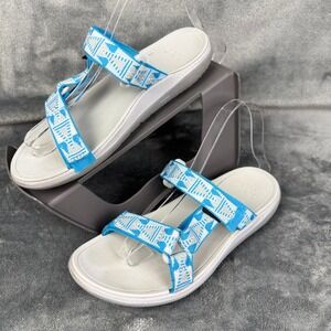 Teva Sandals Women's Sz Strappy Walking Sandal‎ Aqua Blue White Pattern Comfort